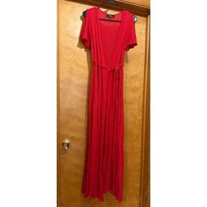 Lulus Elegant Red Wrap Maxi Dress